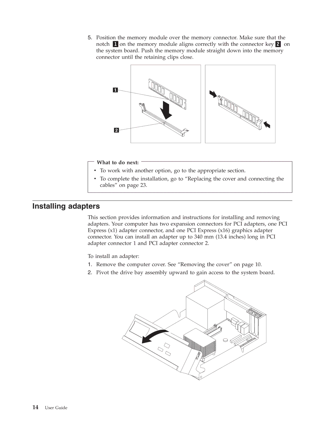 Lenovo 8095, 8426, 8421, 8145, 8142, 8420, 8141, 8096 manual Installing adapters, What to do next 