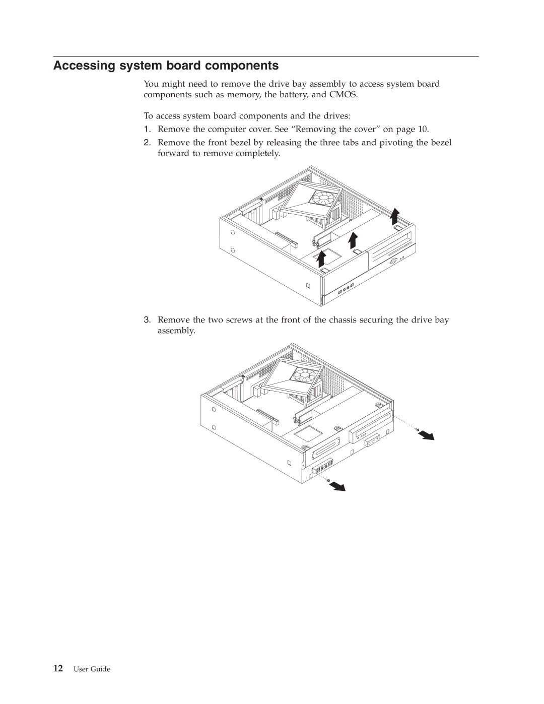 Lenovo 8460, 8455, 8453, 8454, 8459, 8457, 8458, 8456 manual Accessing system board components 