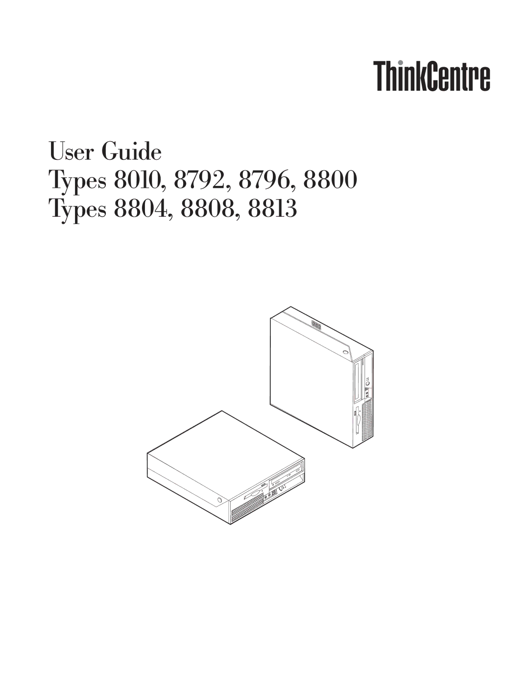 Lenovo 8813, 8800 manual User Guide Types 8010, 8792, 8796 Types 8804, 8808 