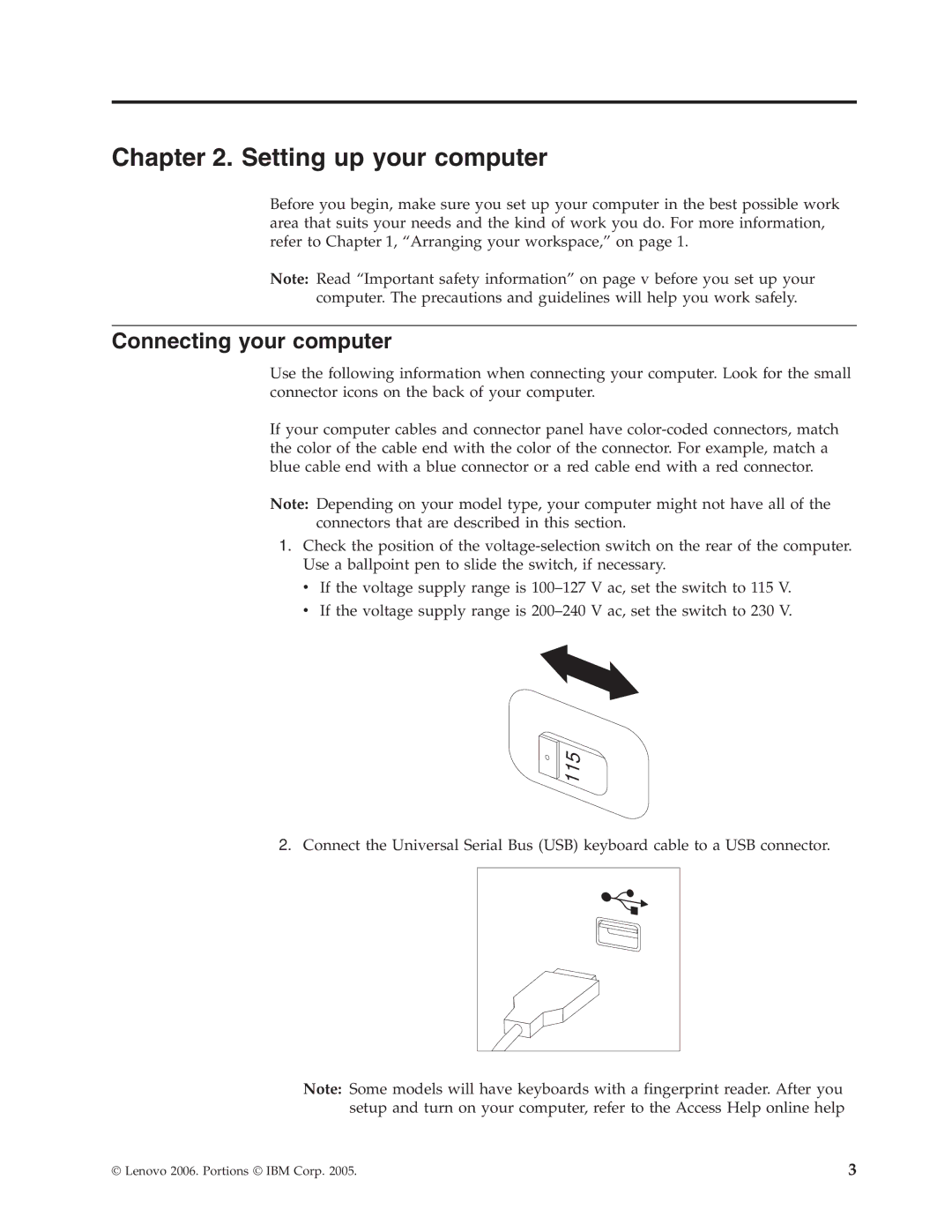 Lenovo 8792, 8813, 8796, 8808, 8800, 8804, 8010 manual Setting up your computer, Connecting your computer 