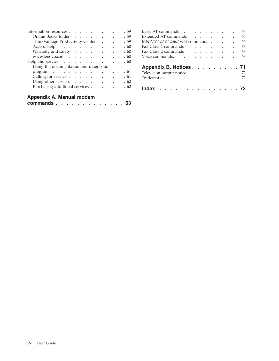 Lenovo 8010, 8813, 8796, 8808, 8800, 8804, 8792 manual Index Appendix A. Manual modem Commands 