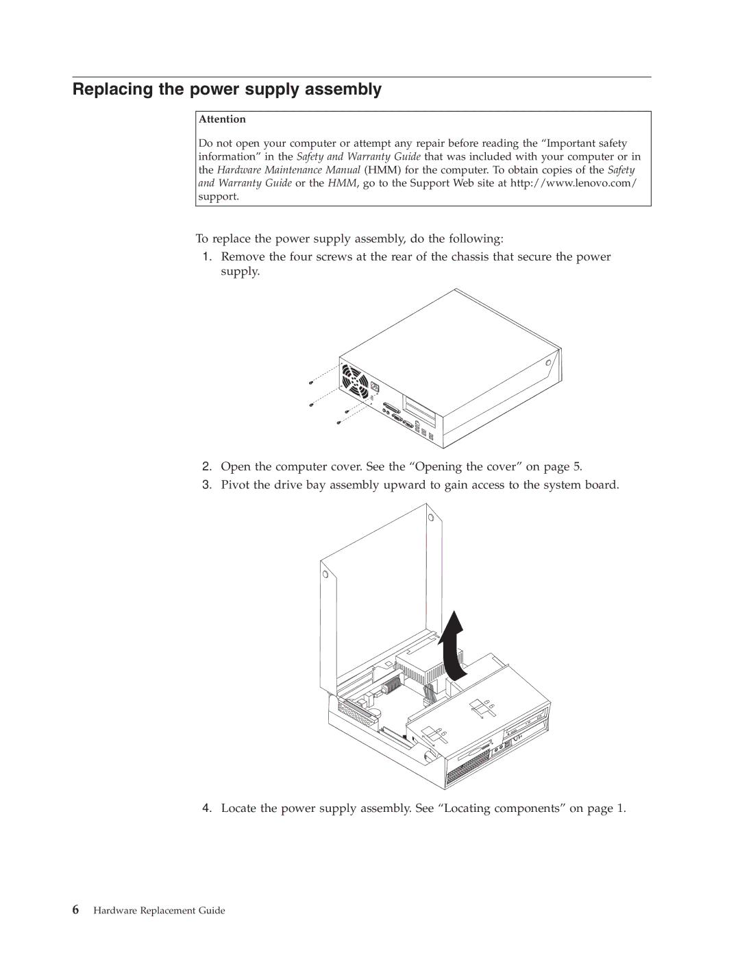 Lenovo 8813, 8796, 8808, 8800, 8804, 8792, 8010 manual Replacing the power supply assembly 