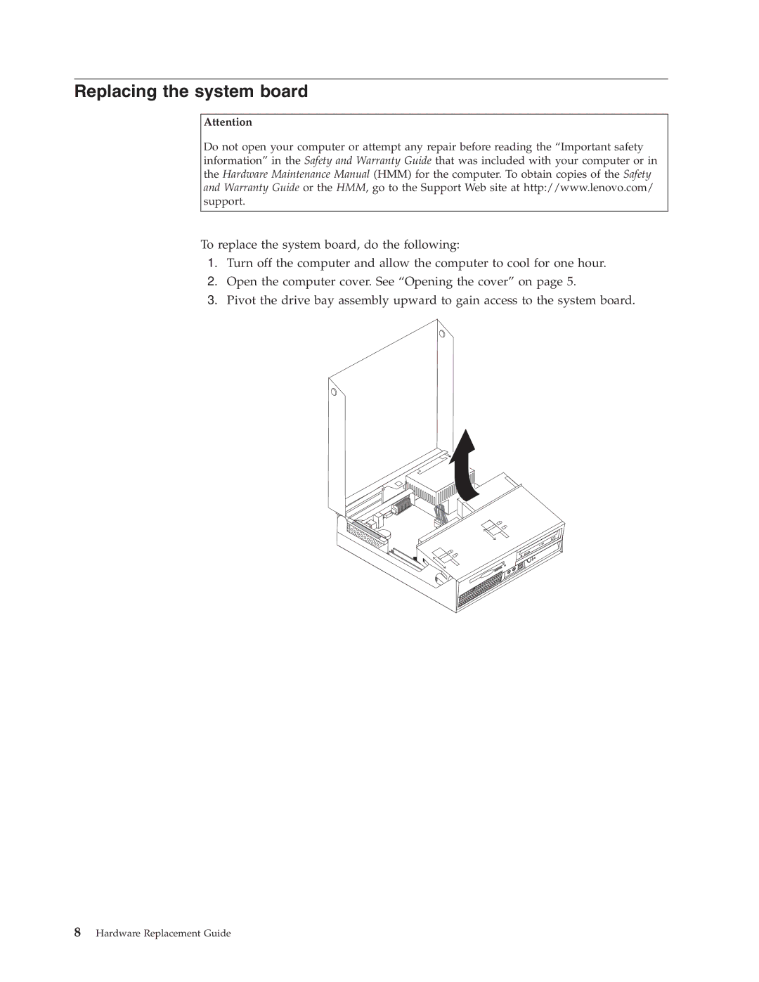 Lenovo 8808, 8813, 8796, 8800, 8804, 8792, 8010 manual Replacing the system board 