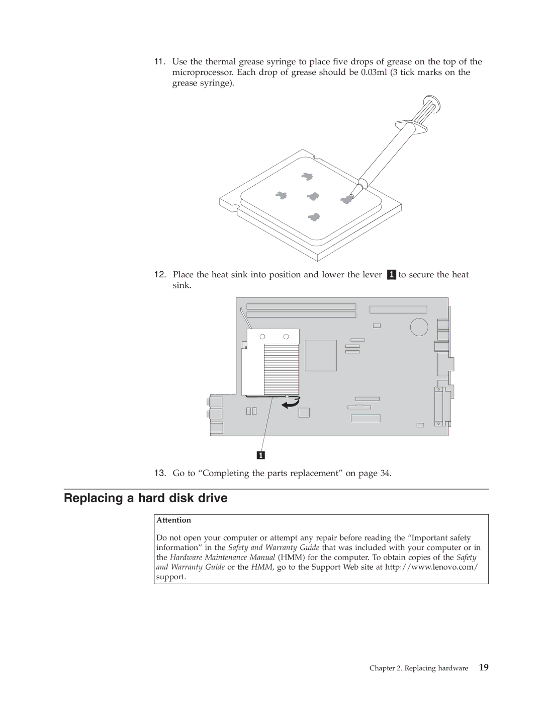 Lenovo 8010, 8813, 8796, 8808, 8800, 8804, 8792 manual Replacing a hard disk drive 