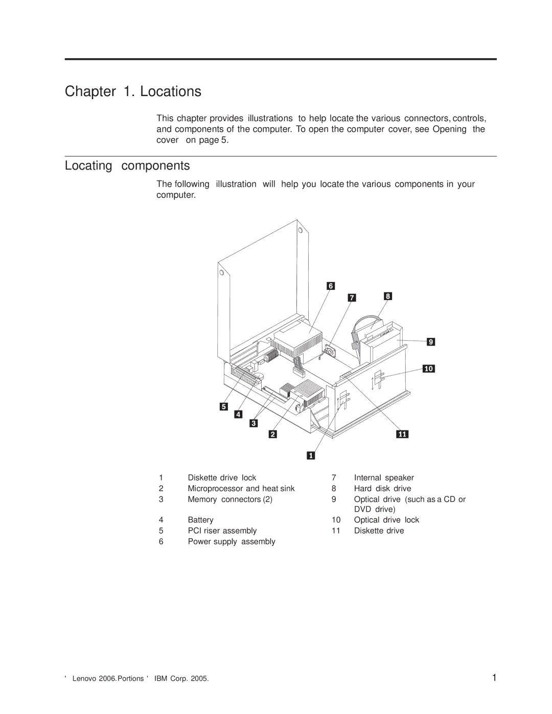 Lenovo 8808, 8813, 8796, 8800, 8804, 8792, 8010 manual Locations, Locating components 