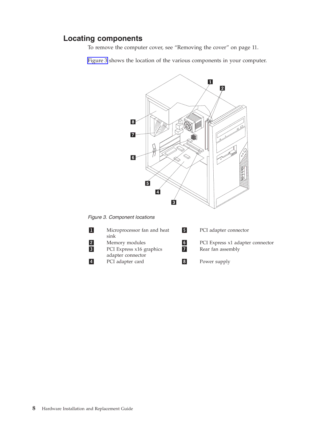 Lenovo 9127, 9136, 9134, 9129, 9120 manual Locating components, Component locations 