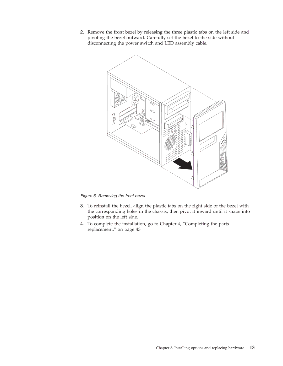 Lenovo 9127, 9136, 9134, 9129, 9120 manual Removing the front bezel 