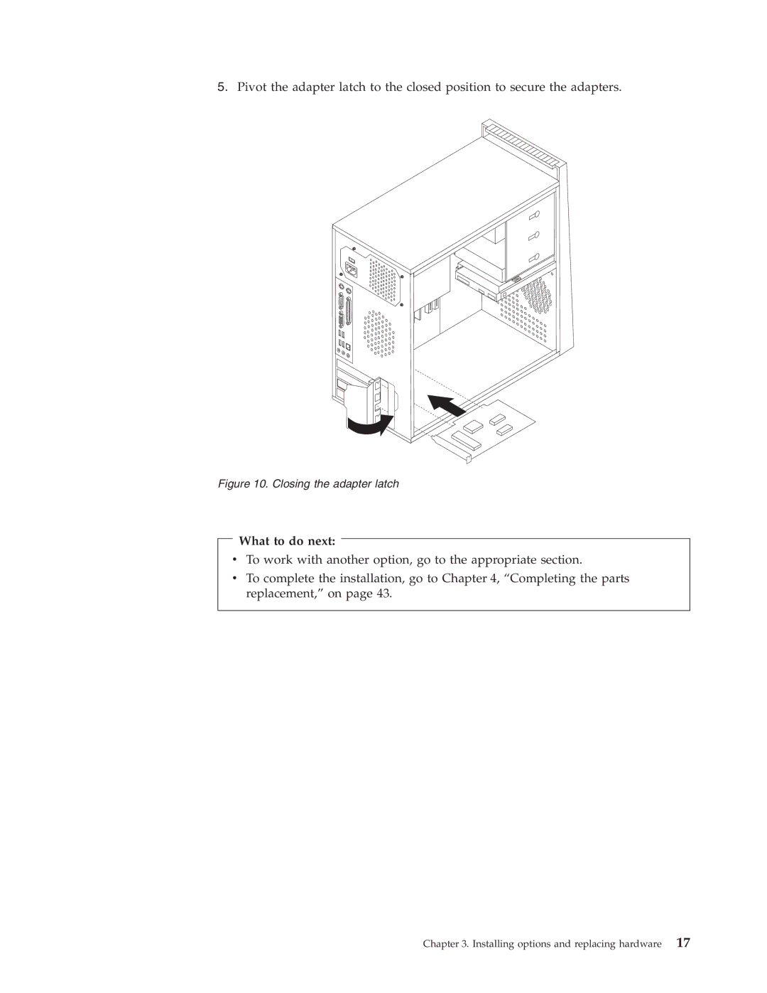 Lenovo 9136, 9127, 9134, 9129, 9120 manual Closing the adapter latch 