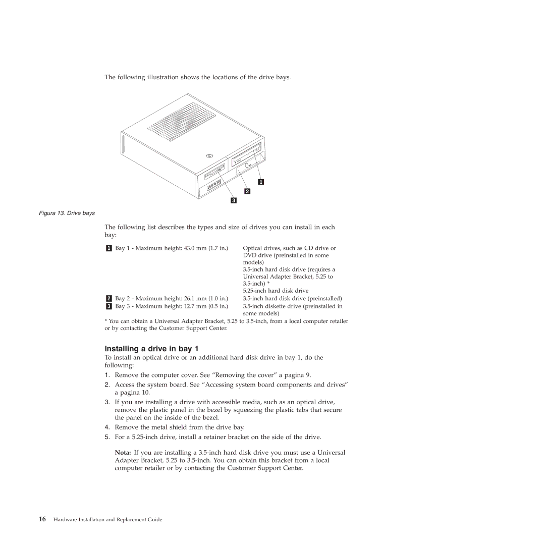 Lenovo 9159 manual Installing a drive in bay 