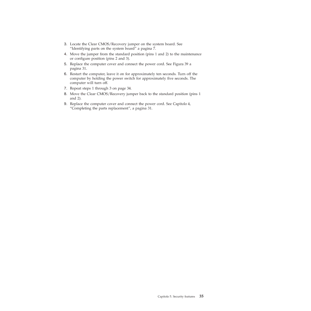 Lenovo 9159 manual Capitolo 5. Security features 