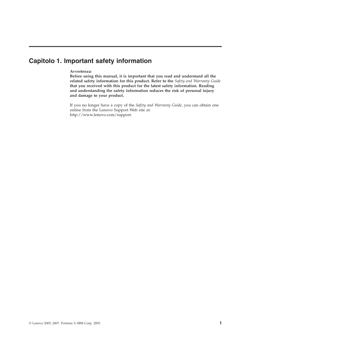 Lenovo 9159 manual Capitolo 1. Important safety information 