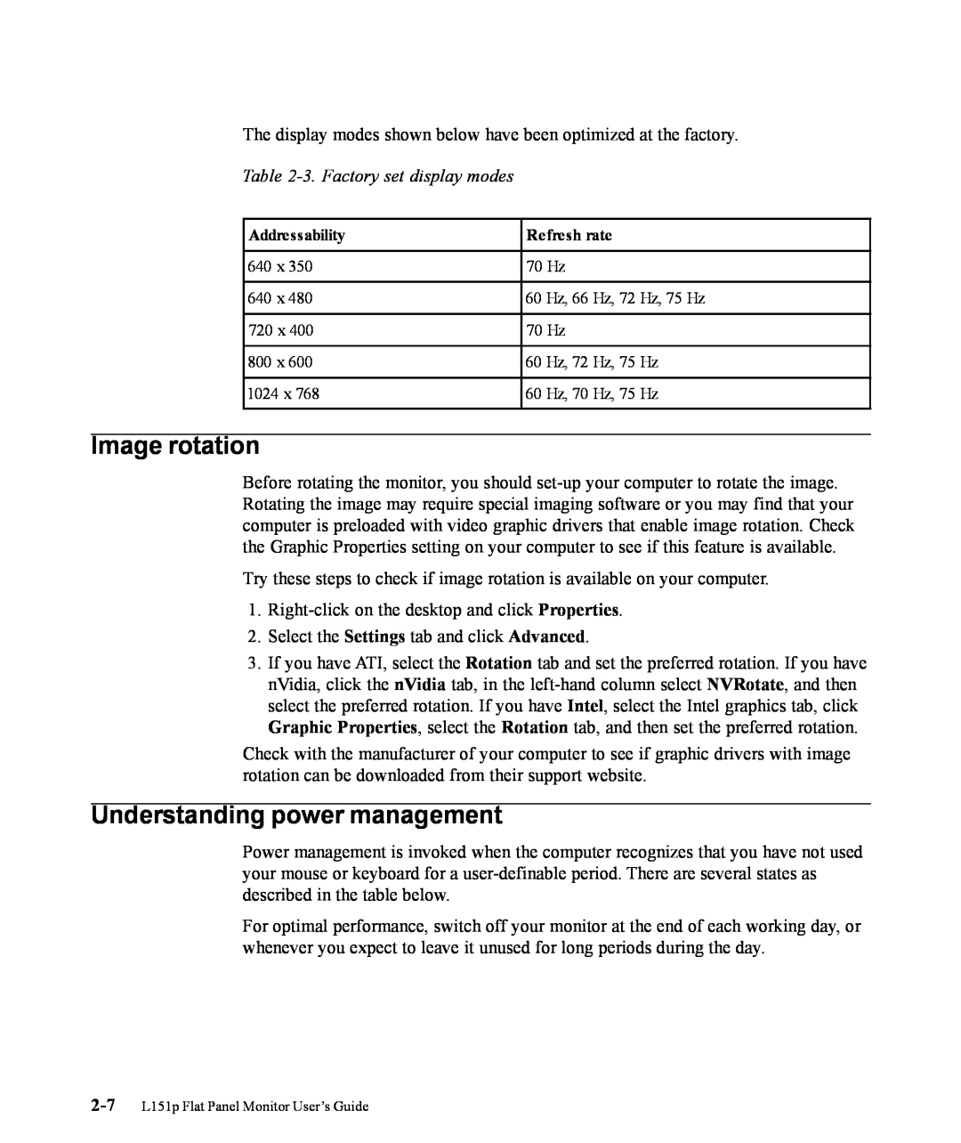 Lenovo 9205-HG2 manual Image rotation, Understanding power management 