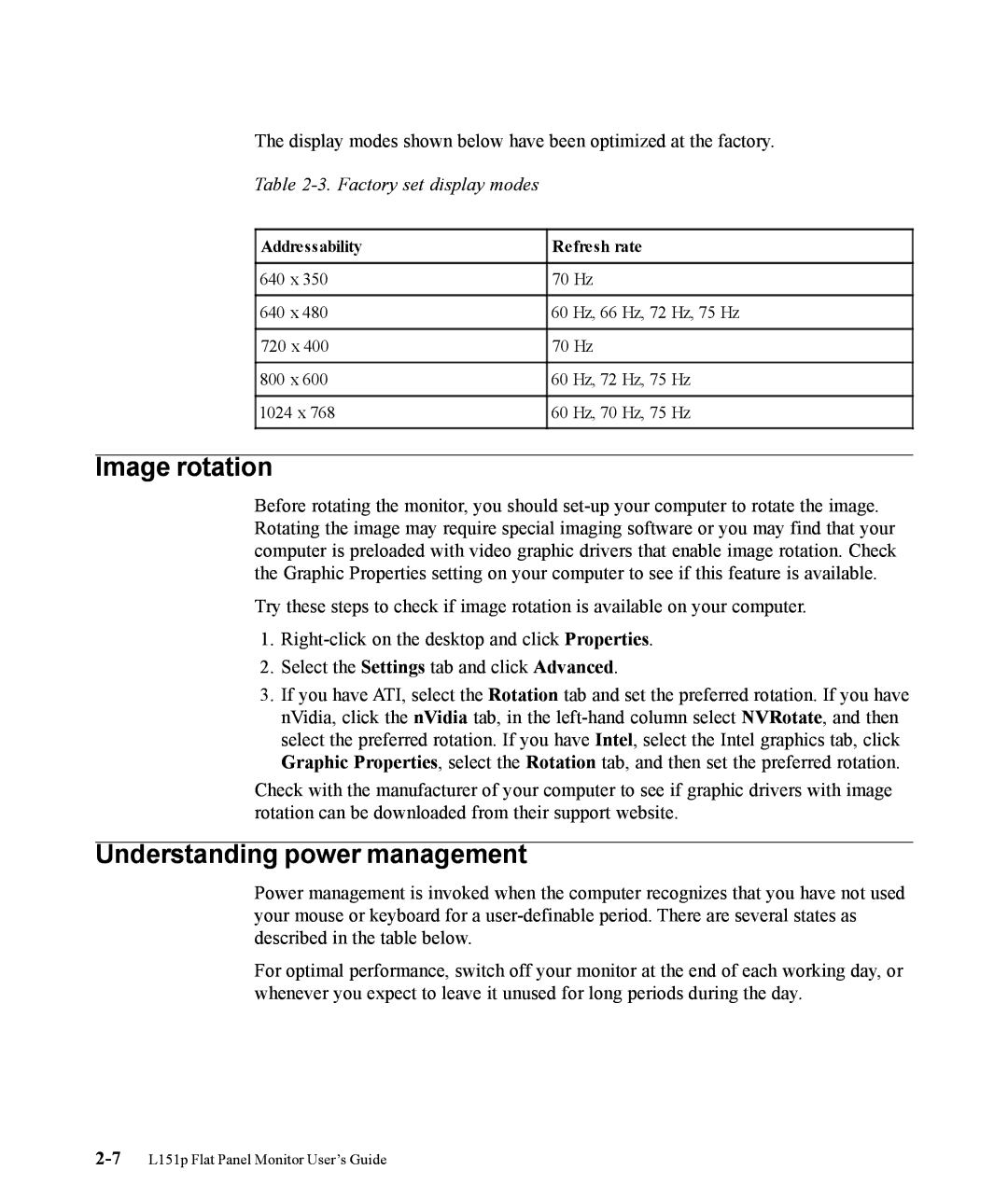 Lenovo 9205-HG2 manual Image rotation, Understanding power management 