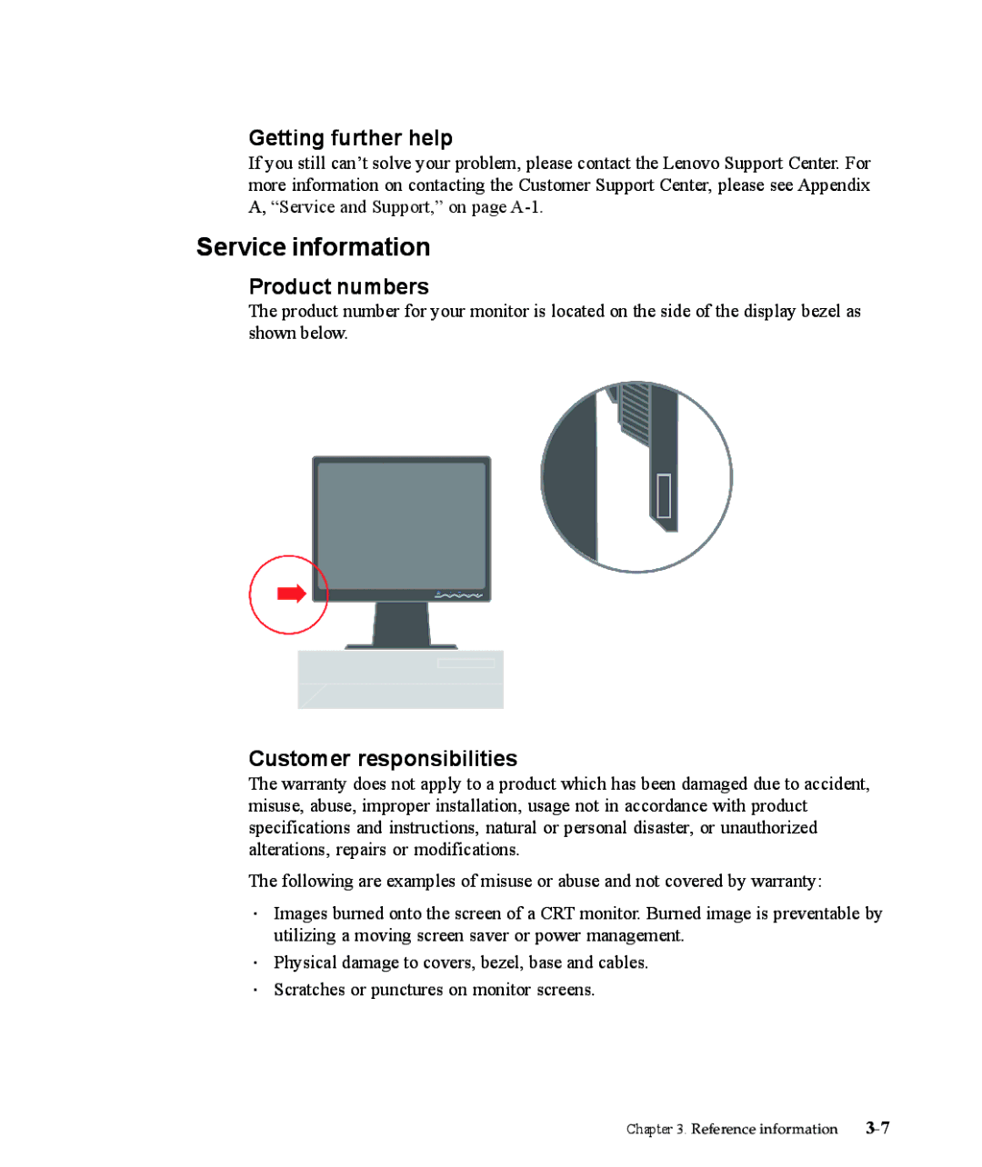 Lenovo 9205-HG2 manual Service information, Getting further help, Product numbers, Customer responsibilities 