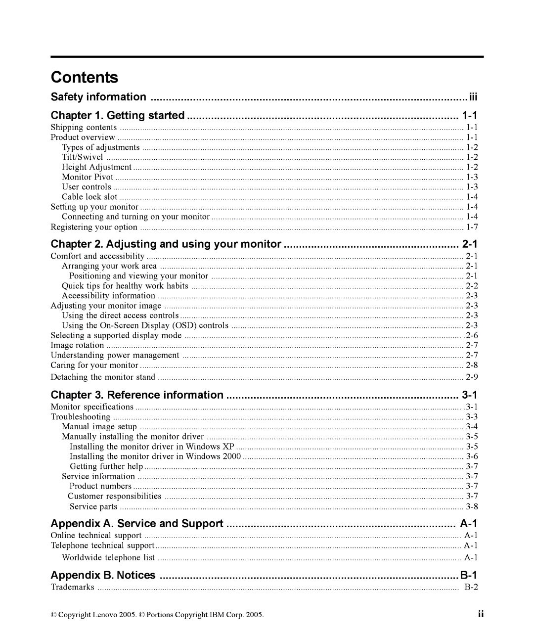 Lenovo 9205-HG2 manual Contents 