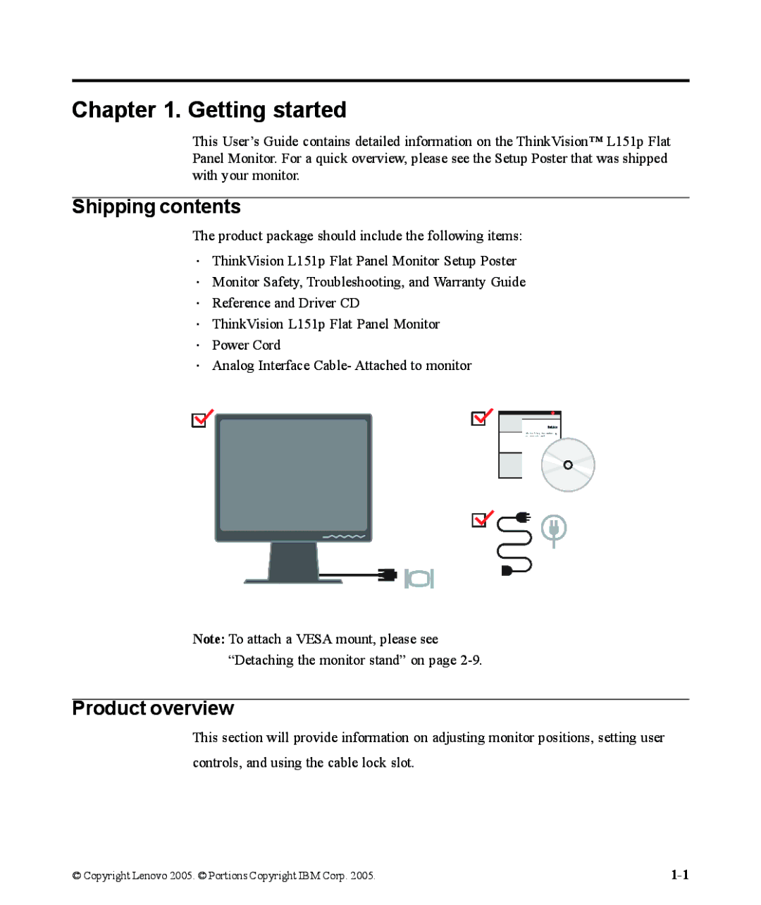 Lenovo 9205-HG2 manual Getting started, Shipping contents, Product overview 