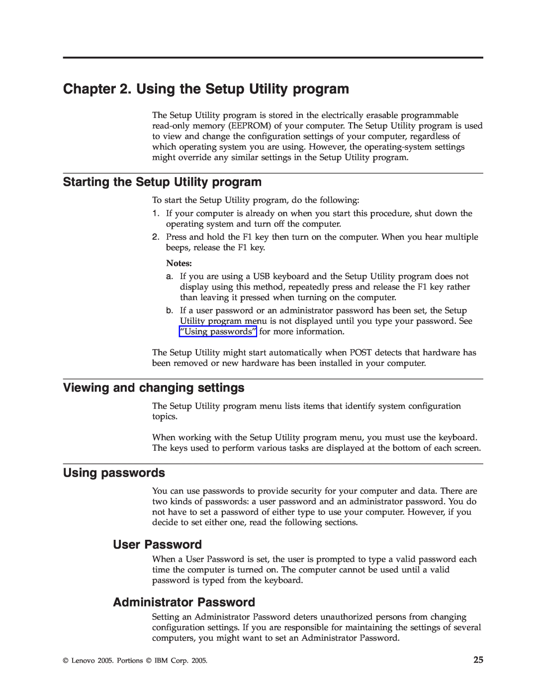Lenovo 9213, 9212 manual Using the Setup Utility program, Starting the Setup Utility program, Viewing and changing settings 