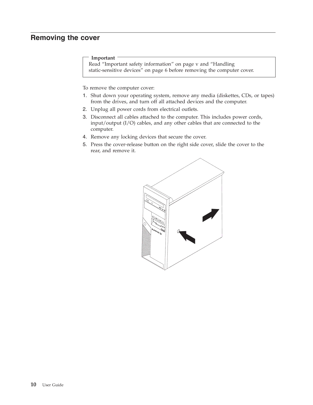 Lenovo 9212, 9213 manual Removing the cover 