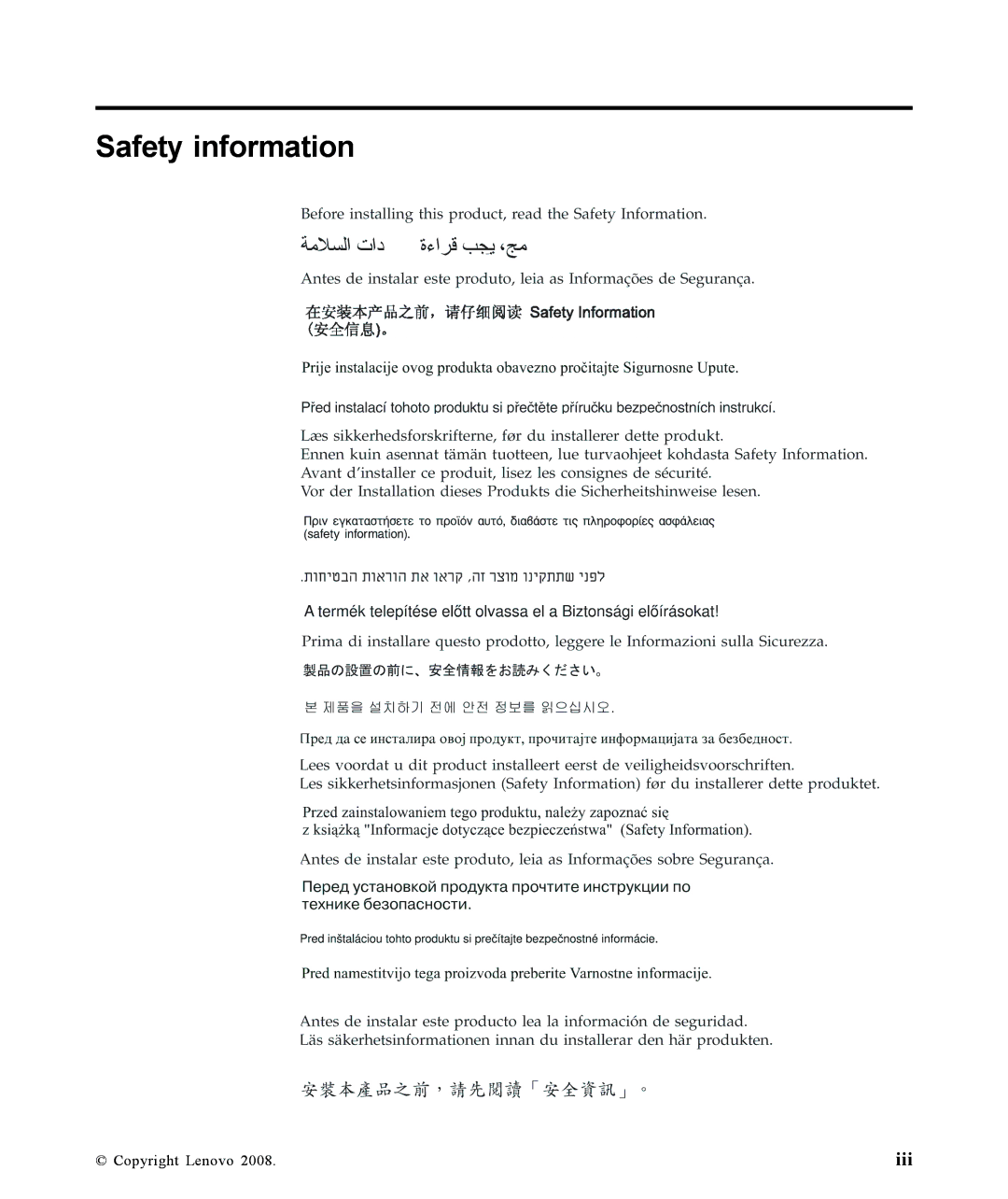 Lenovo 9417-HE2, L1700p manual Safety information 