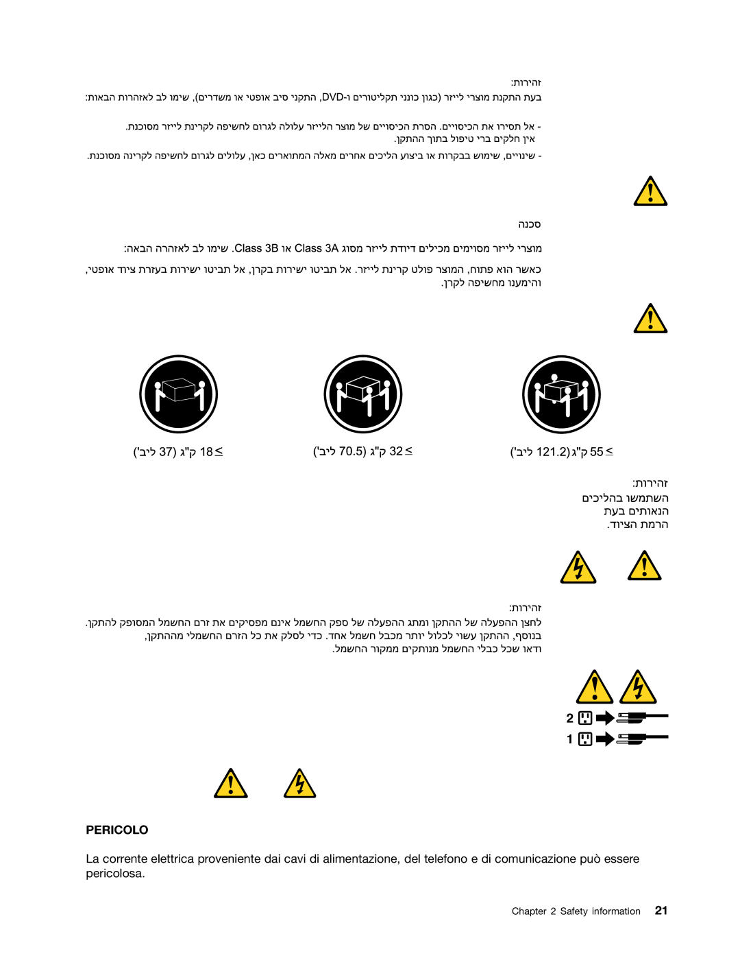 Lenovo 7057, 9486, 9421, 9353, 9485, 7061, 7090, 3656, 9426, 9342, 9354, 9344, 7062, 3658, 7092 manual Pericolo 