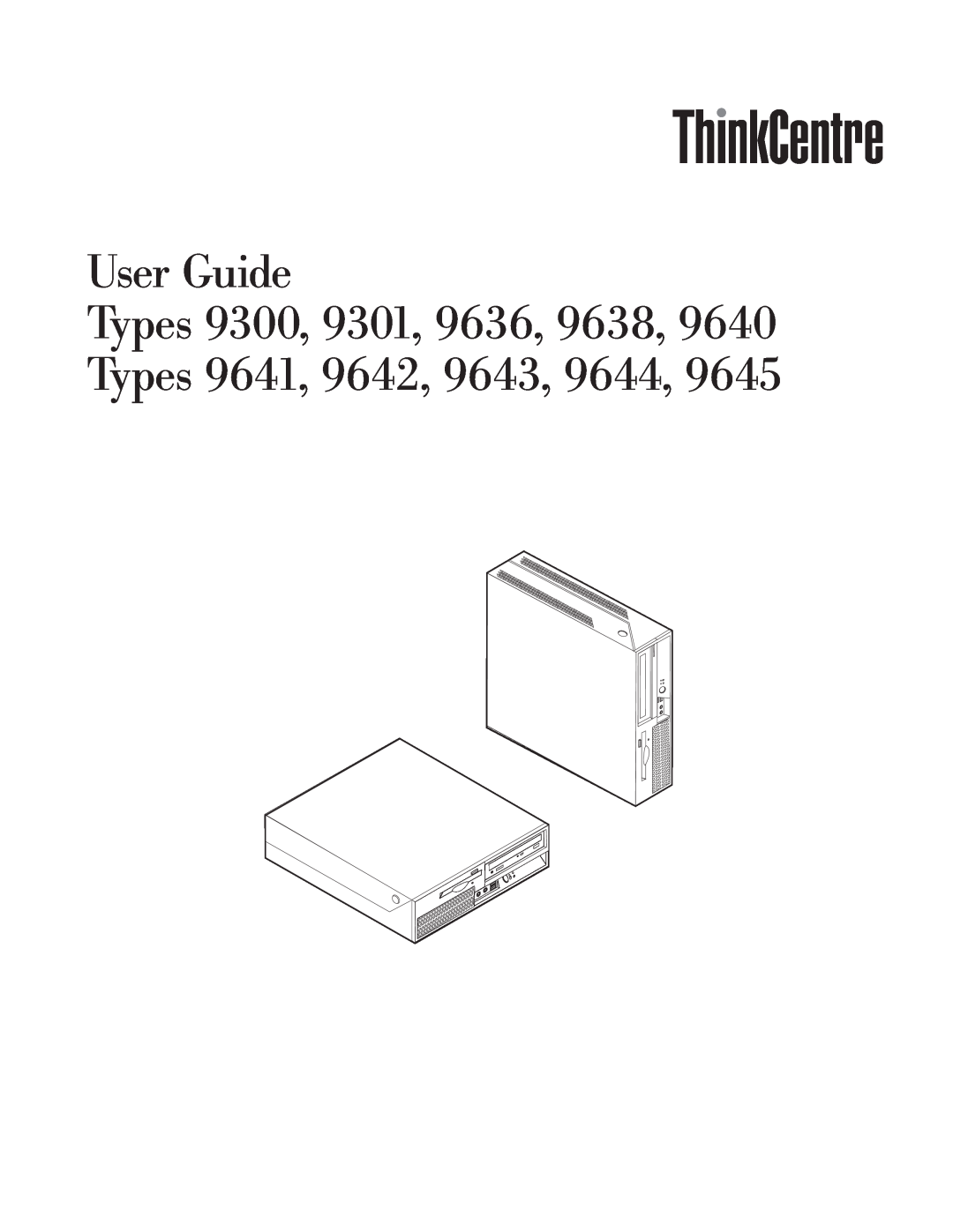 Lenovo 9645, 9640, TC A55-9636 manual User Guide Types 9300, 9301, 9636, 9638, Types 9641, 9642, 9643, 9644 