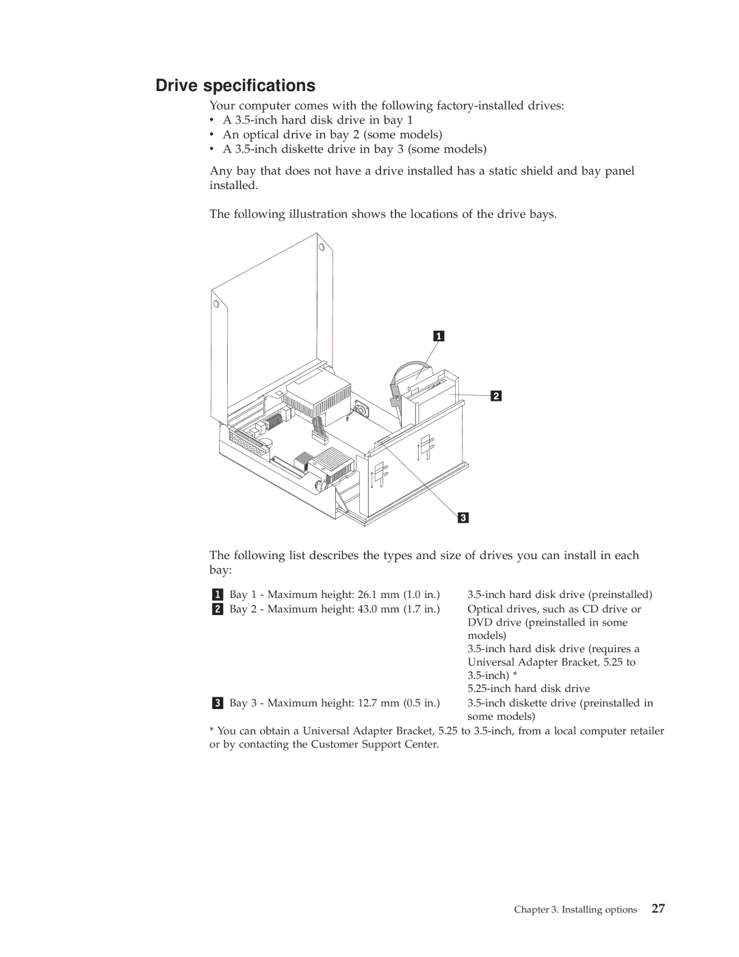 Lenovo 9645, 9638, 9643, 9644, 9640, TC A55-9636 manual Drive specifications 