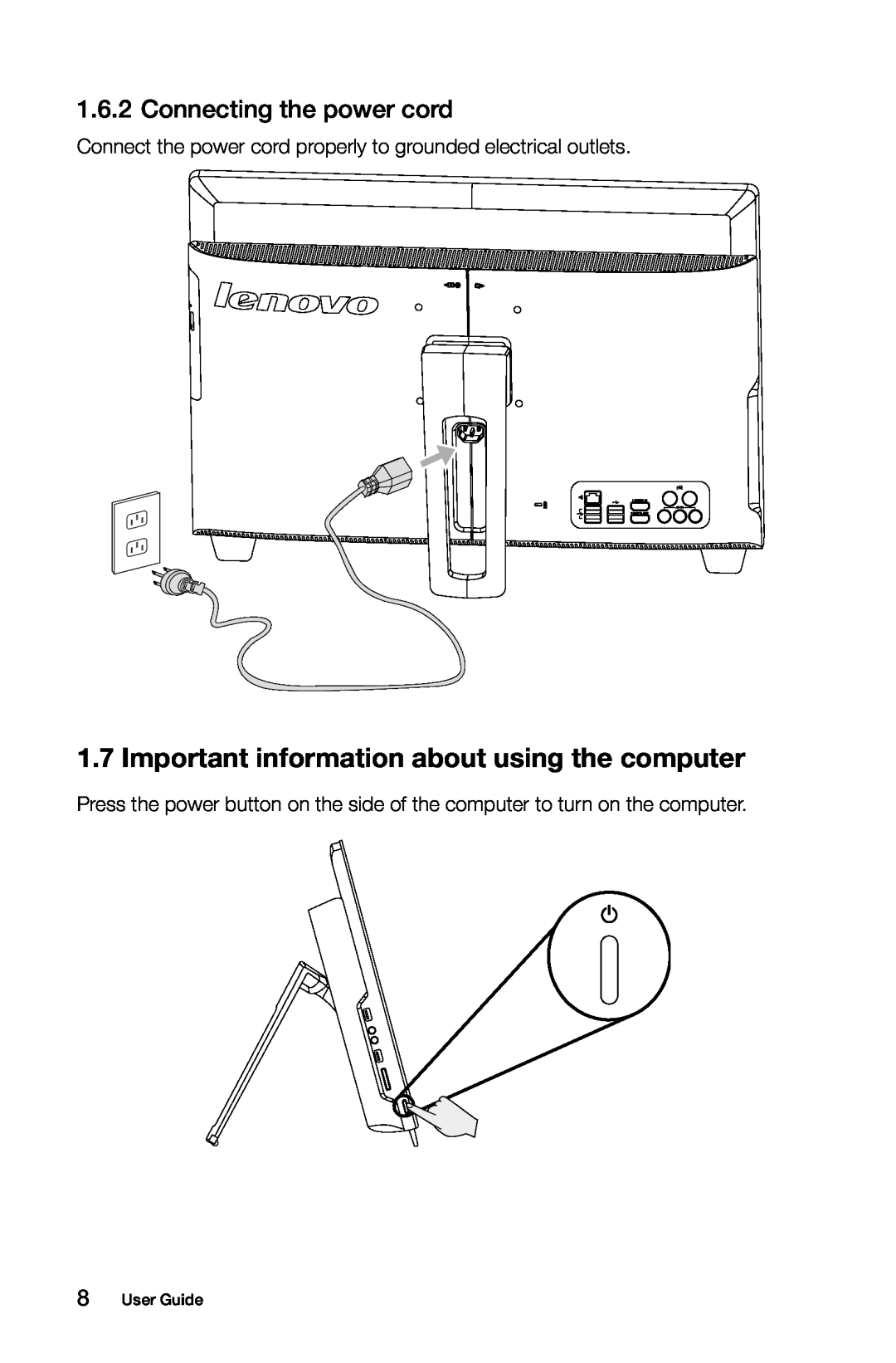 Lenovo 4749 [B545], 97 manual Important information about using the computer, Connecting the power cord, User Guide 