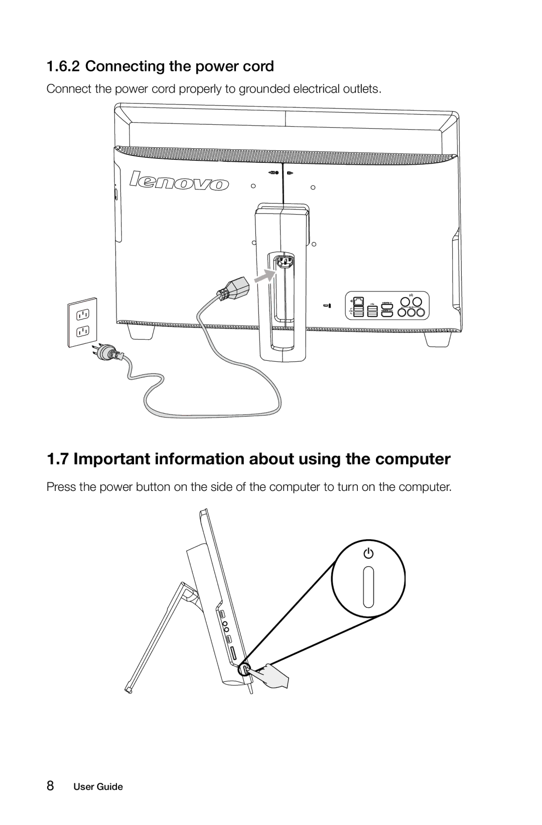 Lenovo 4749 [B545], 97, 3363 [B540p] 10098 manual Important information about using the computer, Connecting the power cord 