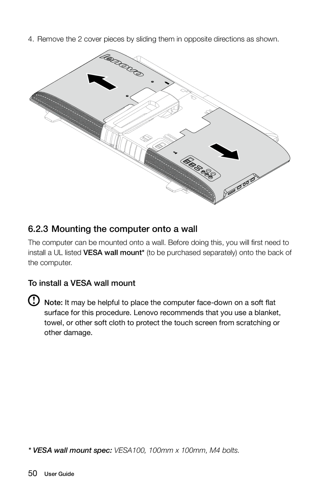 Lenovo 4749 [B545], 97, 3363 [B540p] 10098 manual Mounting the computer onto a wall, To install a Vesa wall mount 