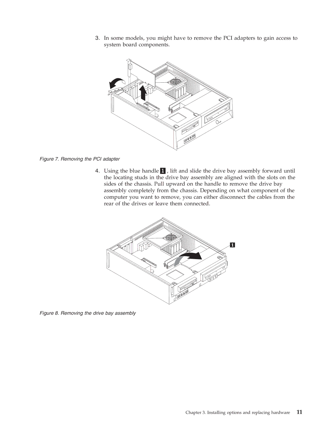 Lenovo 7096, 9784, 9489, 9703, 9358, 9481, 9351, 9438, 9792, 9949, 9853, 9788 manual Removing the PCI adapter 