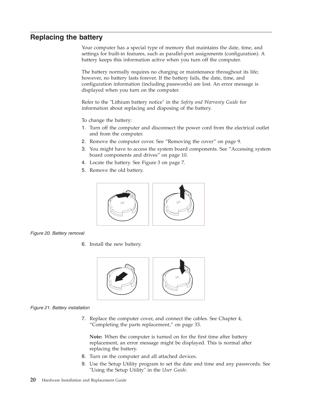 Lenovo 9481, 9784, 9489, 9703, 9358, 9351, 9438, 7096, 9792, 9949, 9853, 9788 manual Replacing the battery, Battery removal 