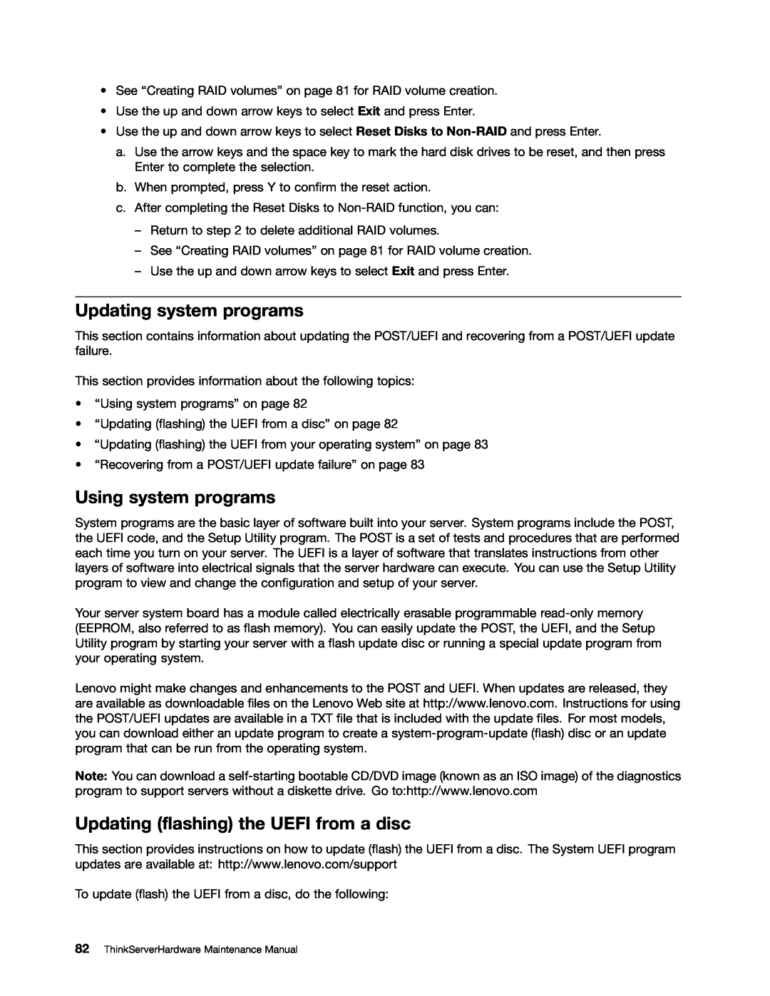 Lenovo 992, 981, 1008, 1010 manual Updating system programs, Using system programs, Updating flashing the UEFI from a disc 