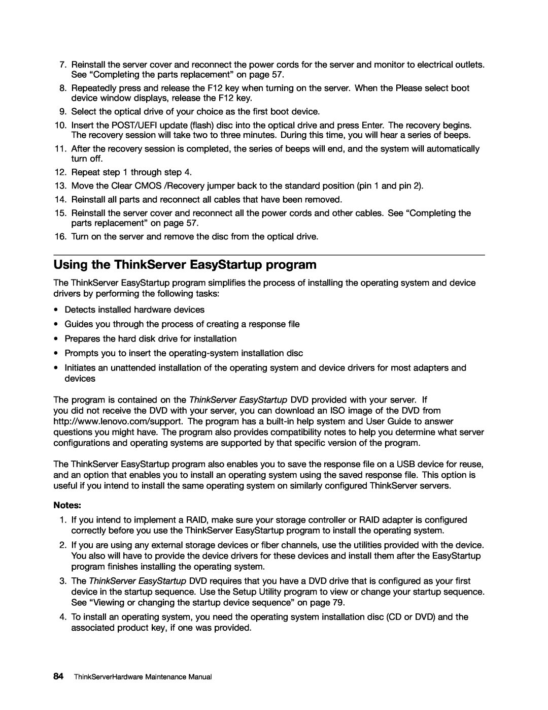 Lenovo 1008, 992, 981, 1010 manual Using the ThinkServer EasyStartup program 
