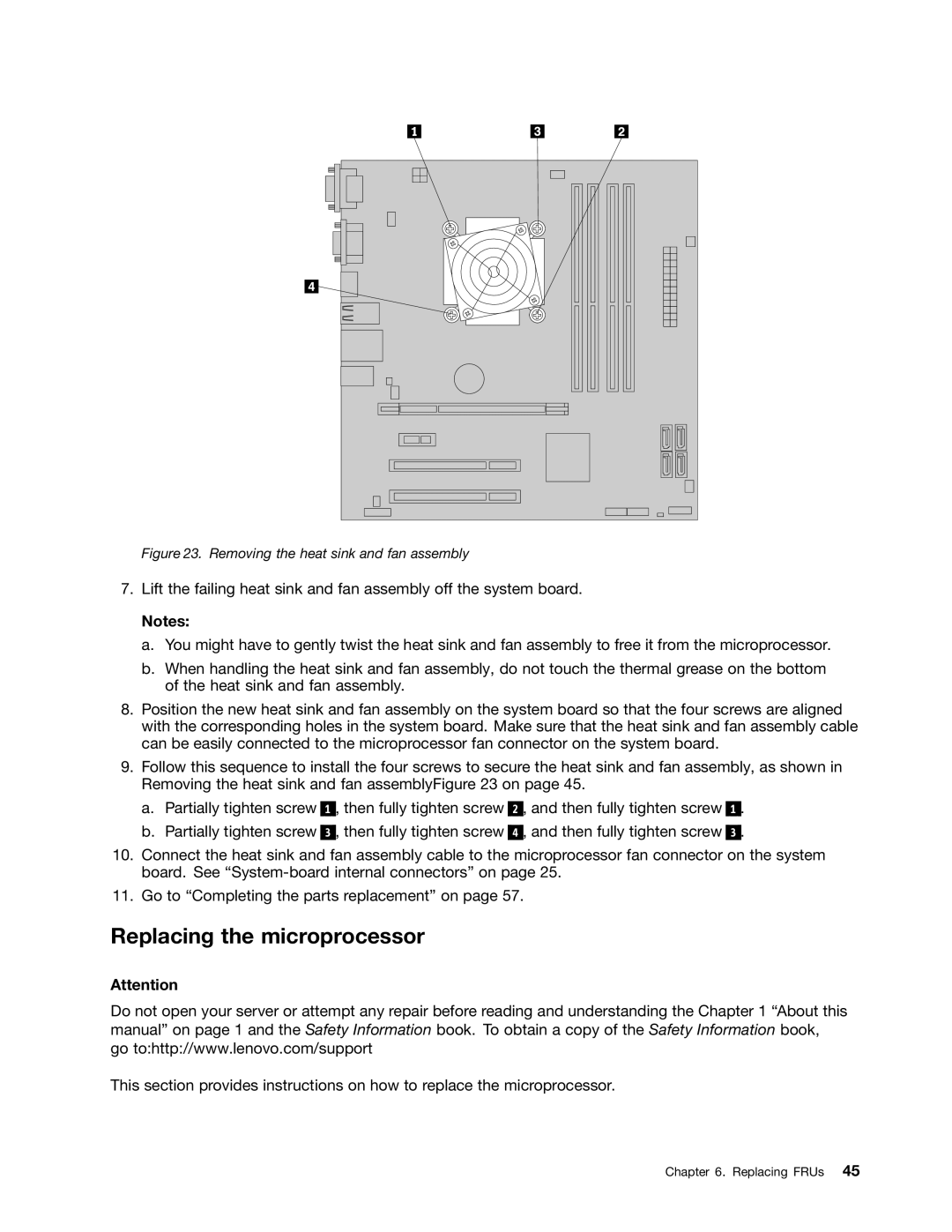 Lenovo 1010, 992, 981, 1008 manual Replacing the microprocessor, Removing the heat sink and fan assembly 