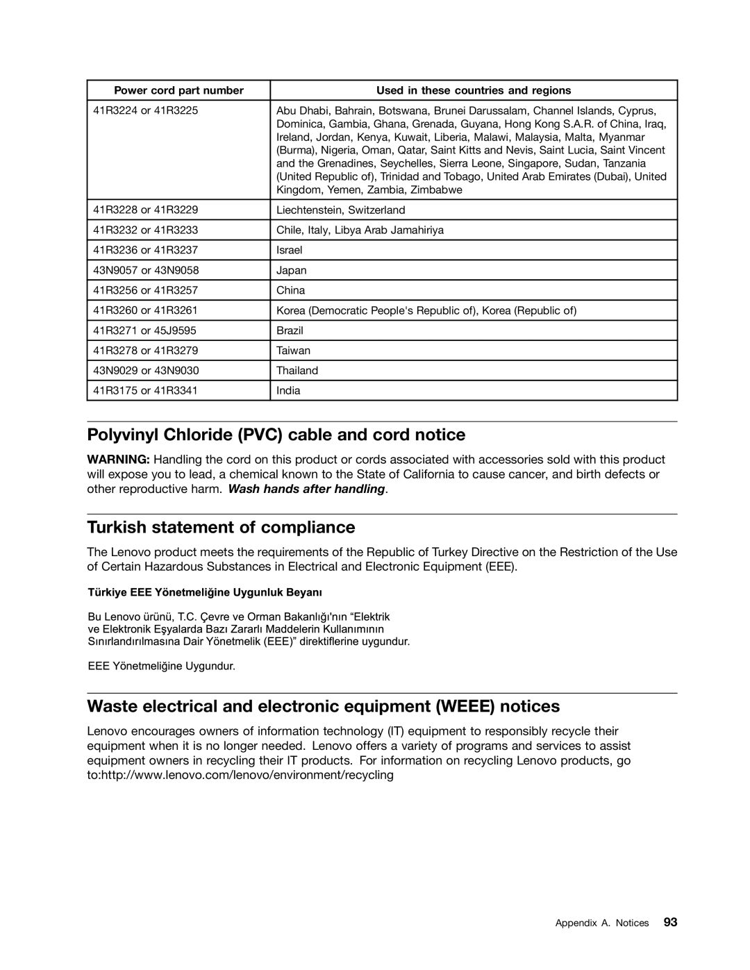 Lenovo 1010, 992, 981, 1008 manual Waste electrical and electronic equipment Weee notices 