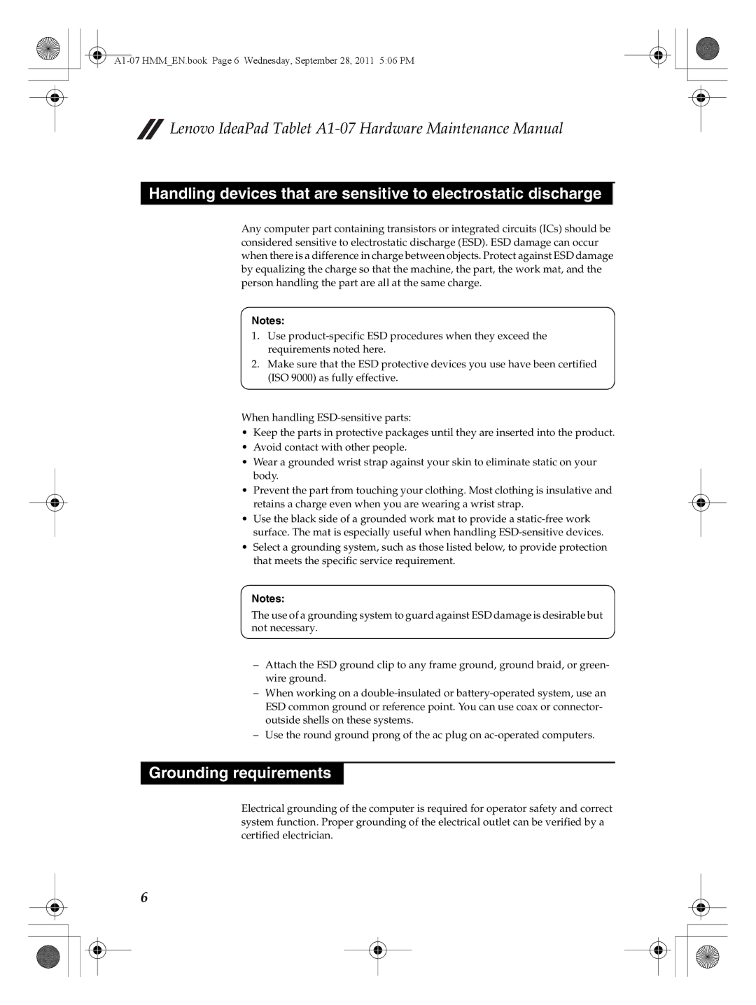 Lenovo A1-07 manual Grounding requirements 