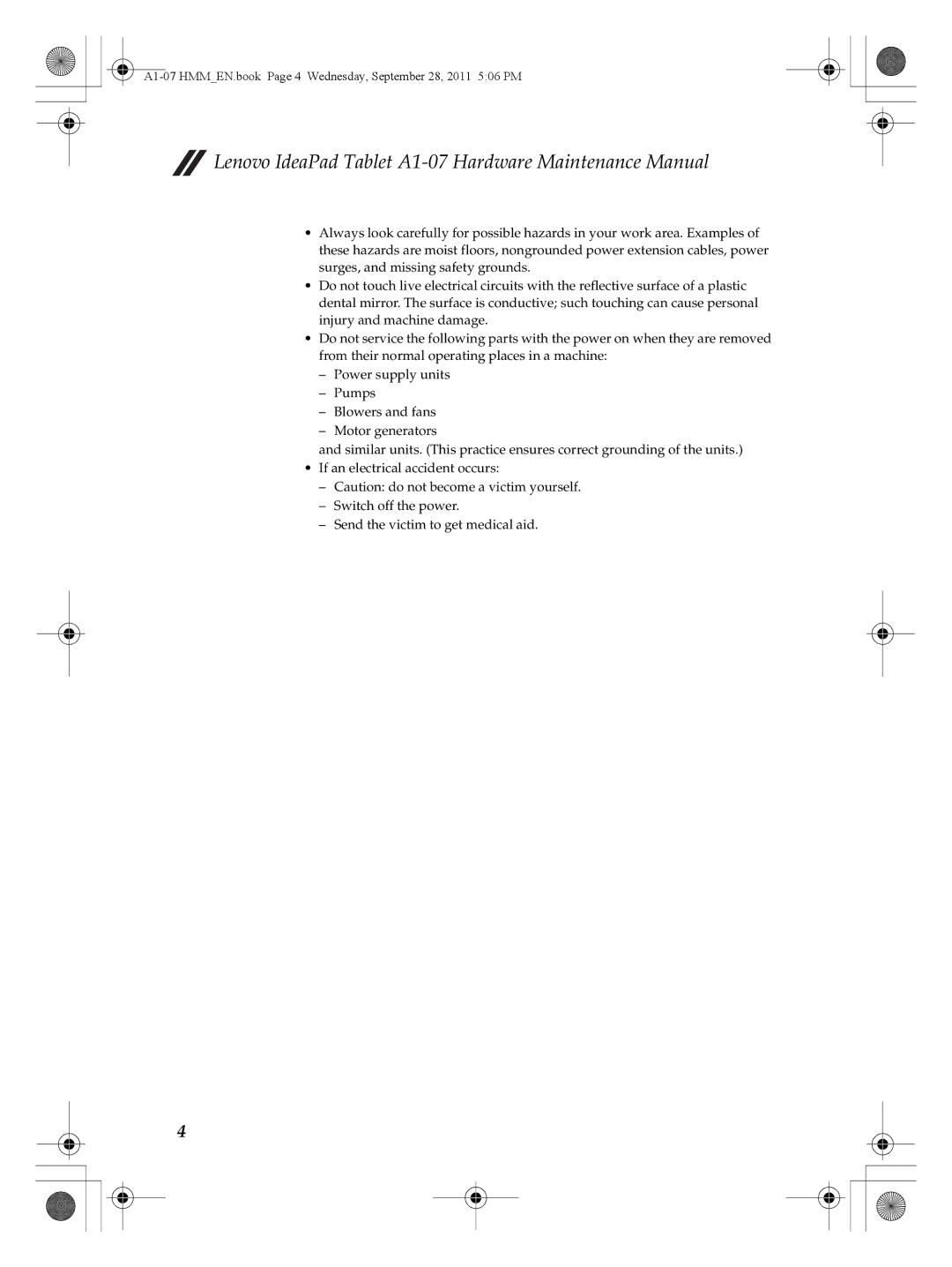 Lenovo manual A1-07 HMMEN.book Page 4 Wednesday, September 28, 2011 506 PM 