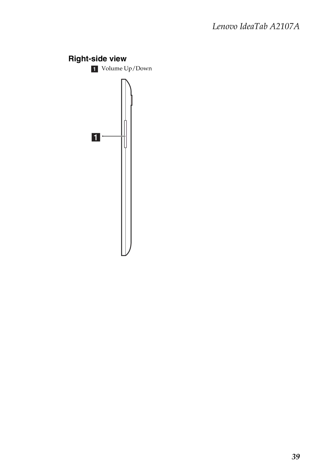 Lenovo A2107A manual Right-side view 