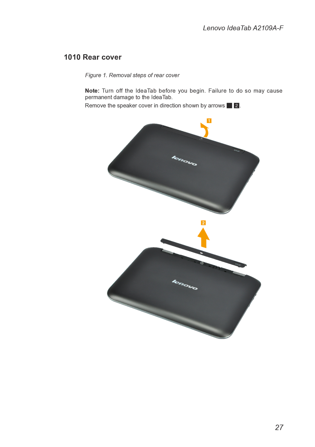 Lenovo 2290XF2, A2109 manual Rear cover, Removal steps of rear cover 