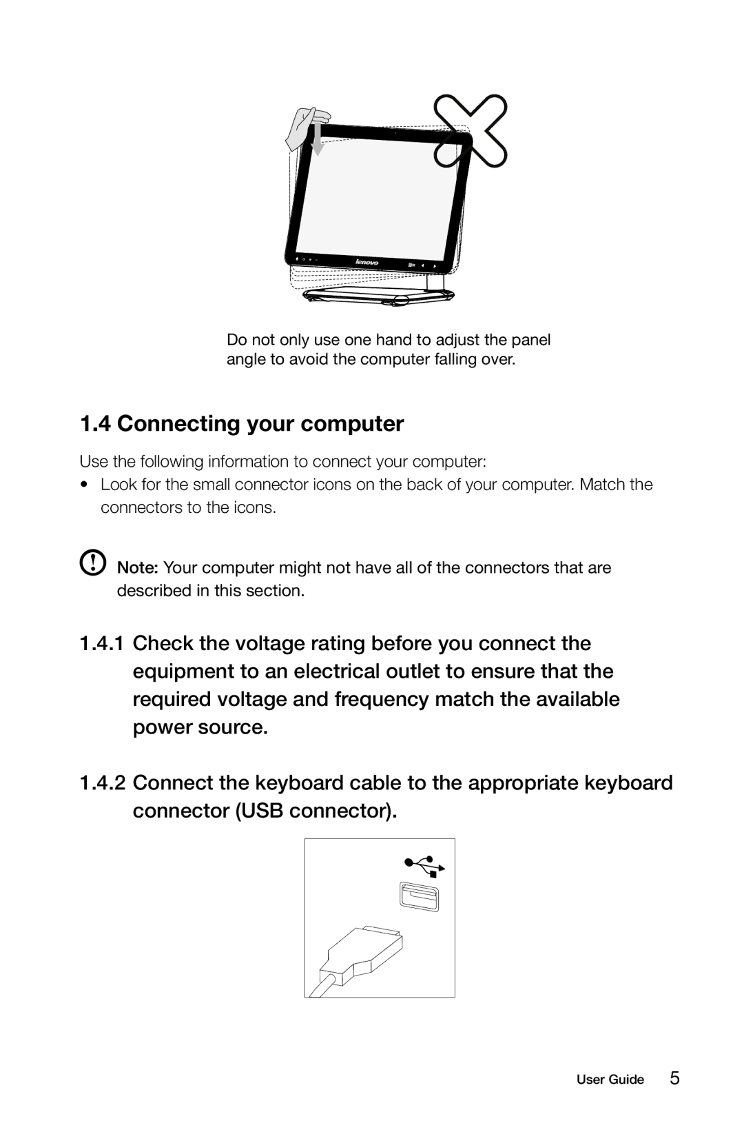 Lenovo A3 manual Connecting your computer 