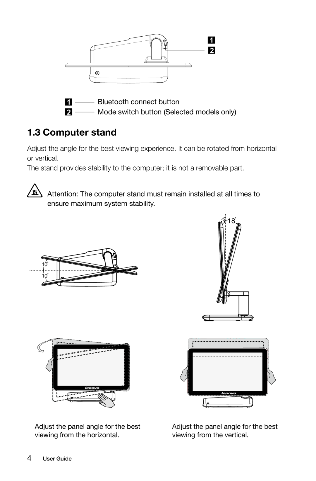 Lenovo A3 manual Computer stand 