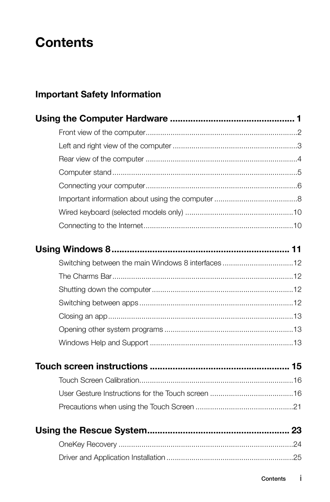 Lenovo A5 manual Contents 