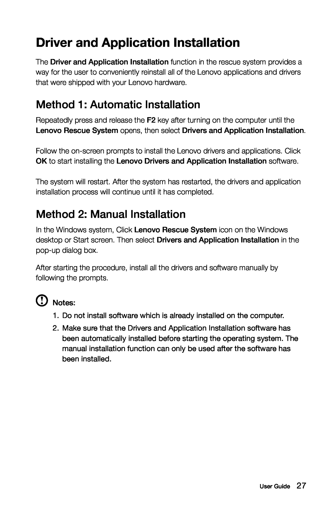 Lenovo A7 manual Driver and Application Installation, Method 1 Automatic Installation, Method 2 Manual Installation 