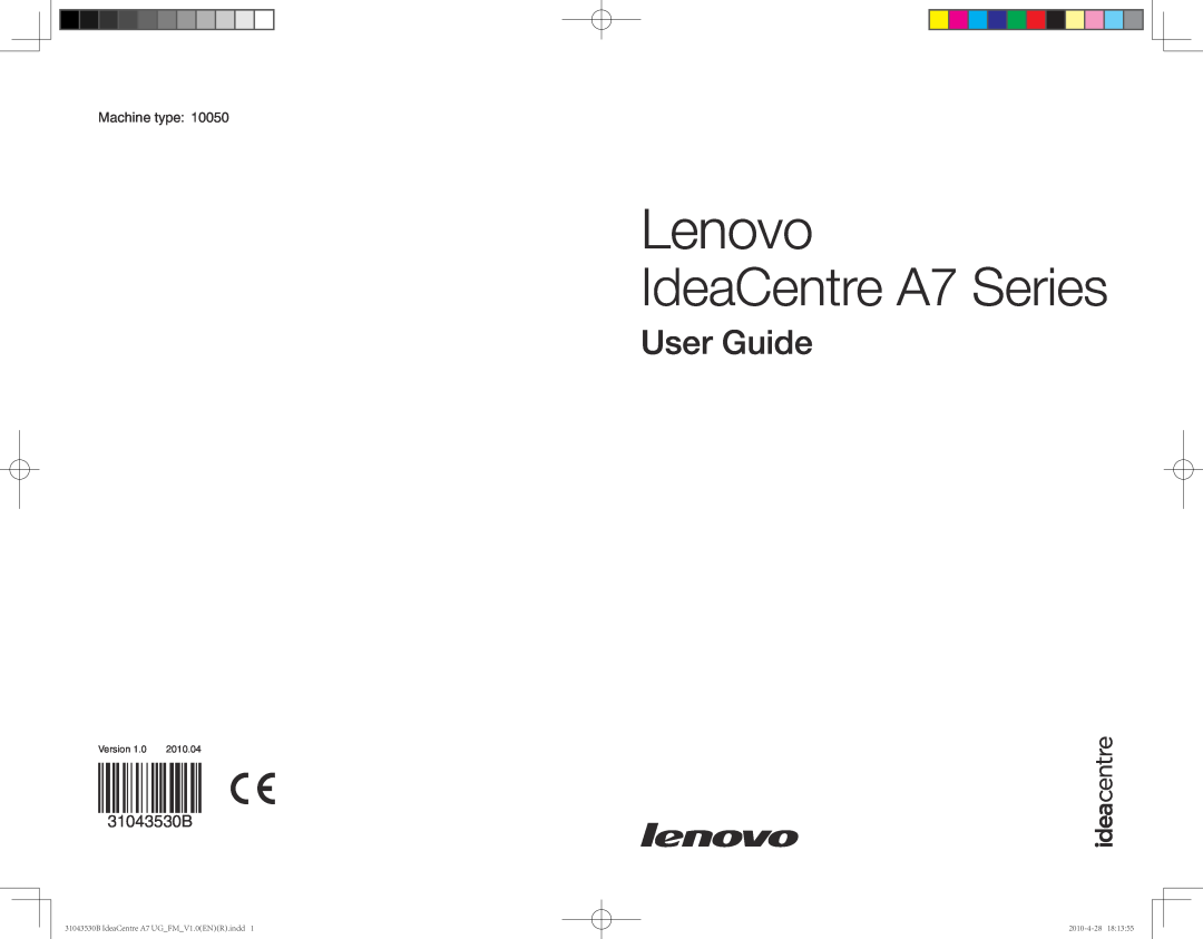 Lenovo manual Lenovo, IdeaCentre A7 Series, User Guide, 31502465, Machine type 10096/2564, Version, 2012.08 
