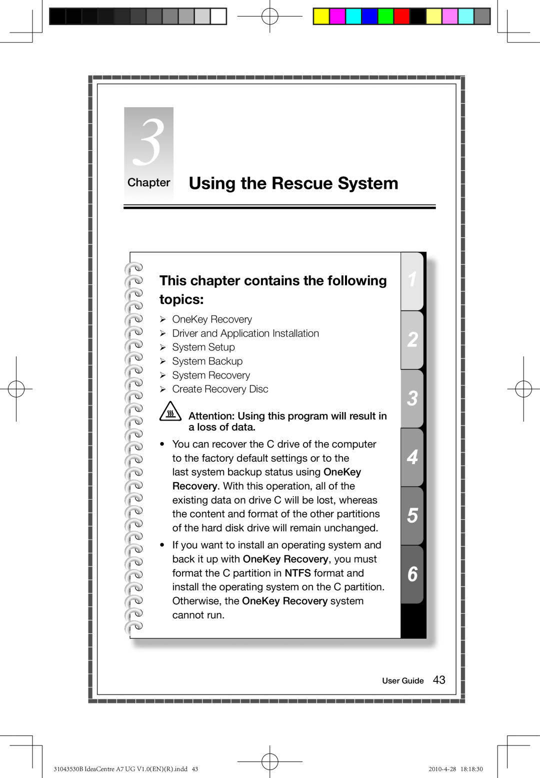Lenovo A7 manual Chapter Using the Rescue System, This chapter contains the following topics 
