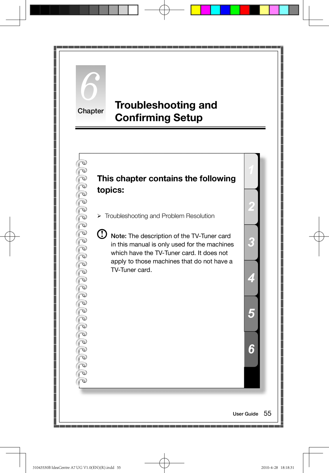 Lenovo A7 Chapter Troubleshooting and Confirming Setup, This chapter contains the following topics, User Guide, 2010-4-28 