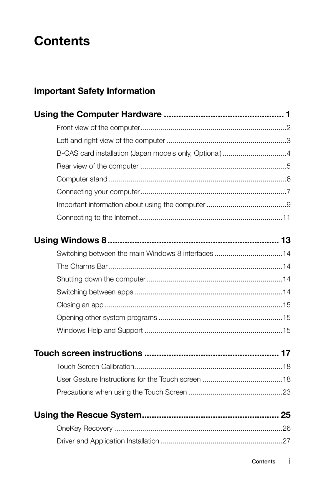 Lenovo A7 manual Contents 