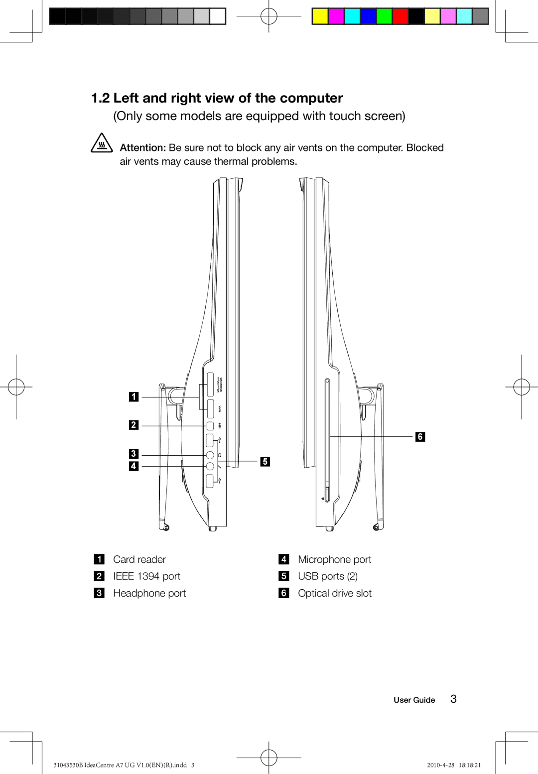 Lenovo A7 manual Left and right view of the computer 