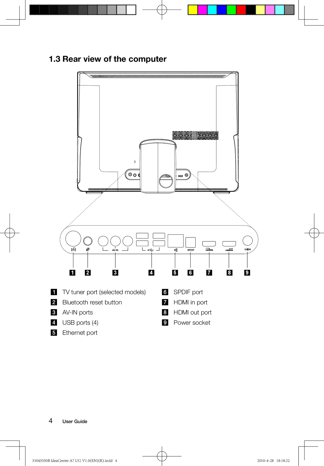 Lenovo A7 manual Rear view of the computer 