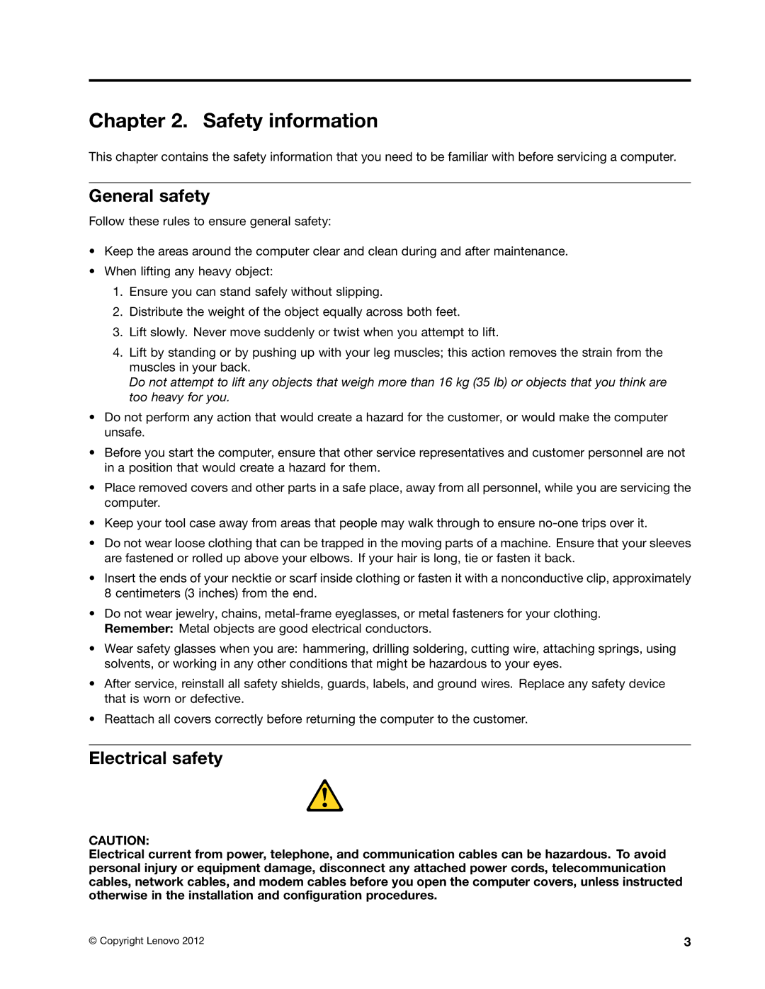 Lenovo A720 manual Safety information, General safety, Electrical safety 